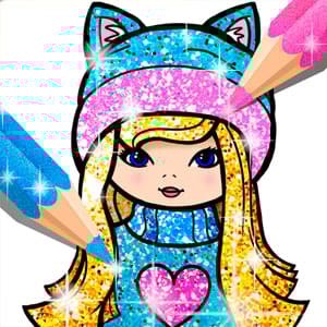 Girls Coloring Book Glitter